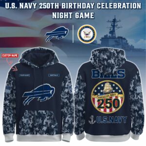 Buffalo Bills x 250th Birthday US Navy Personalized Custom Unisex Hoodie