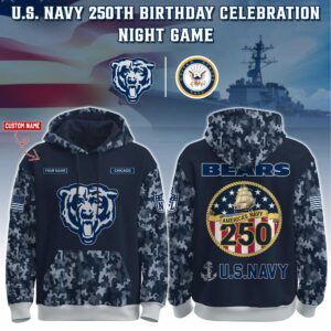Chicago Bears x 250th Birthday US Navy Personalized Custom Unisex Hoodie