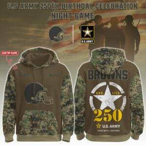 Cleveland Browns x 250th Birthday US Army Personalized Custom Unisex Hoodie