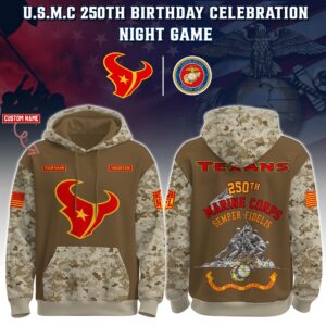Houston Texans x 250th Birthday US Marine Corps U.S.M.C Personalized Custom Unisex Hoodie