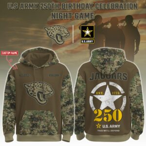 Jacksonville Jaguars x 250th Birthday US Army Personalized Custom Unisex Hoodie