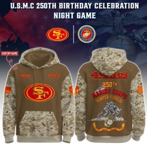 San Francisco 49ers x 250th Birthday US Marine Corps U.S.M.C Personalized Custom Unisex Hoodie