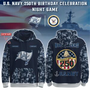 Tampa Bay Buccaneers x 250th Birthday US Navy Personalized Custom Unisex Hoodie