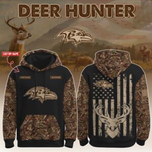 Baltimore Ravens x Deer Hunter Ver 2 Personalized Custom Unisex Hoodie