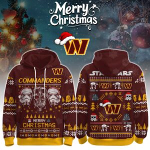 Washington Commanders x The Force Star Wars Merry Christmas Unisex Hoodie