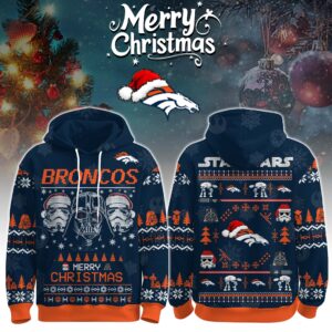 Denver Broncos x The Force Star Wars Merry Christmas Unisex Hoodie